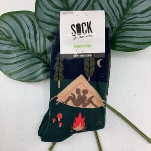 Sock It To Me Green Off The Grid Camping Fire Outdoors Tent Novelty Crew Socks